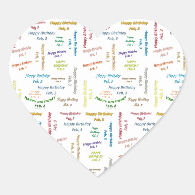 Pegatina En Forma De Corazón Febrero, 3 Pegatina de cumpleaños (Anverso)