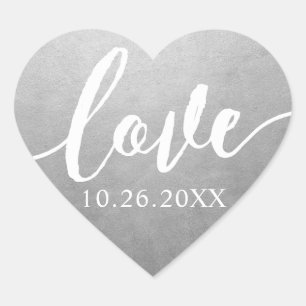 Pegatina En Forma De Corazón Fecha de boda en guión de amor de lámina falsa de 