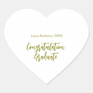 Pegatina En Forma De Corazón Felicitaciones graduado nombre dorado clase 20XX s