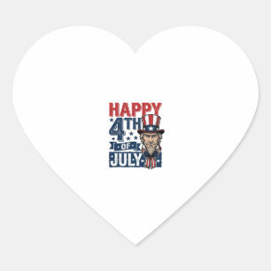 Pegatina En Forma De Corazón Feliz 4 de Julio Camiseta de Tío Patriótico Vintag