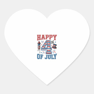 Pegatina En Forma De Corazón Feliz 4 de julio Diseño vectorial vintage patrióti