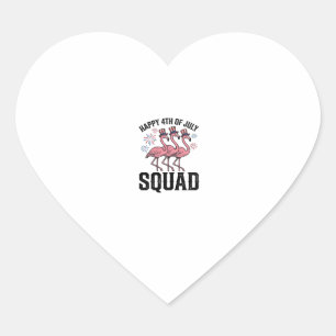 Pegatina En Forma De Corazón Feliz 4 de julio Flamingo Squad Diseño Vectorial_1