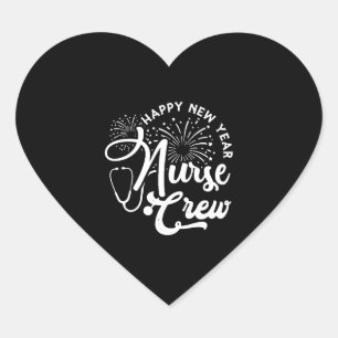 Pegatina En Forma De Corazón Feliz Año Nuevo a la enfermera