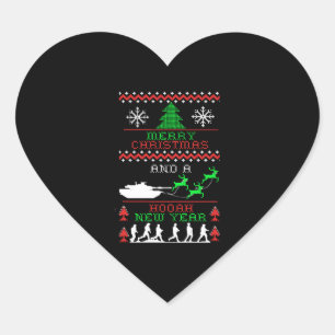 Pegatina En Forma De Corazón Feliz Año Nuevo del Ejército de Navidad