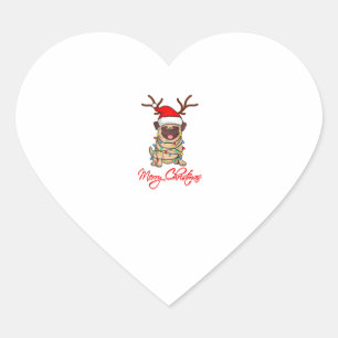 Pegatina En Forma De Corazón FELIZ CHRISTMAS PROPIETARIO DE PUG Navidades feos 