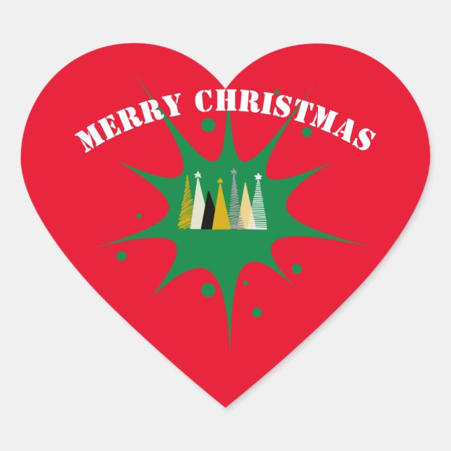 Pegatina En Forma De Corazón Feliz Corazón de Navidad (Anverso)