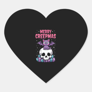 Pegatina En Forma De Corazón Feliz Creepmas Gato Pastel Góthico Navidad Calaver