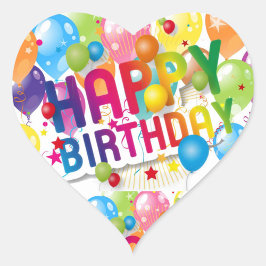Pegatina En Forma De Corazón Feliz cumpleaños