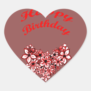 Pegatina En Forma De Corazón Feliz cumpleaños 2