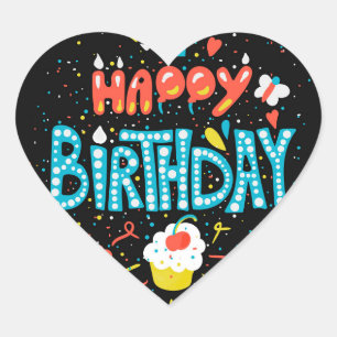Pegatina En Forma De Corazón Feliz cumpleaños a los negros
