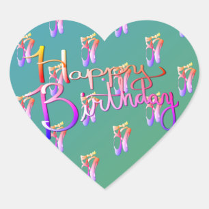 Pegatina En Forma De Corazón "¡Feliz cumpleaños!", escrito a mano con zapatos