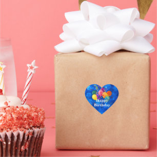 Pegatina En Forma De Corazón Feliz cumpleaños, globos de celebración,