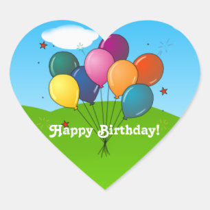 Pegatina En Forma De Corazón ¡Feliz cumpleaños! Globos de celebración,