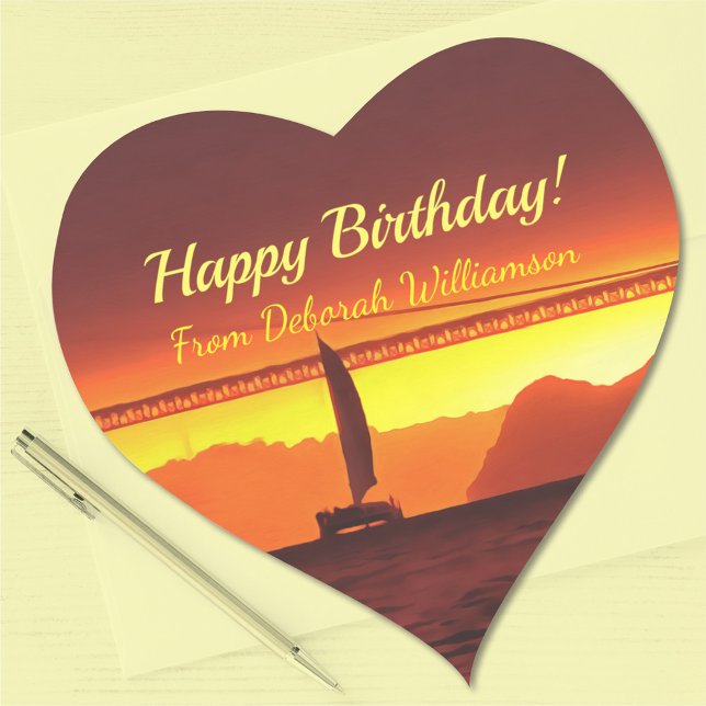 Pegatina En Forma De Corazón Feliz Cumpleaños Heart Sunset 1124 (Subido por el creador)