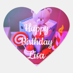Pegatina En Forma De Corazón Feliz cumpleaños Lisa