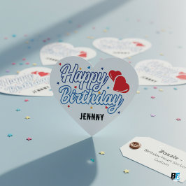 Pegatina En Forma De Corazón "Feliz Cumpleaños" Personalizar Tu Nombre Elegante