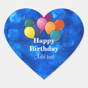 Pegatina En Forma De Corazón Feliz cumpleaños, PLANTILLA, personalización,