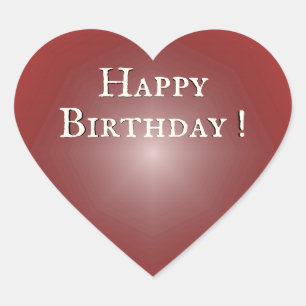 Pegatina En Forma De Corazón Feliz cumpleaños, resplandor en el corazón rojo