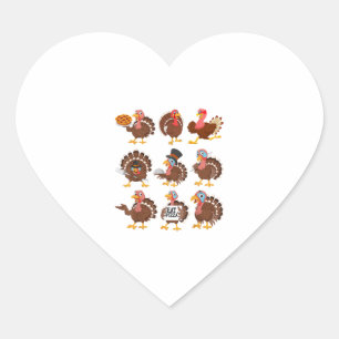 Pegatina En Forma De Corazón Feliz Día de Acción de Gracias Día de Turquía Chic