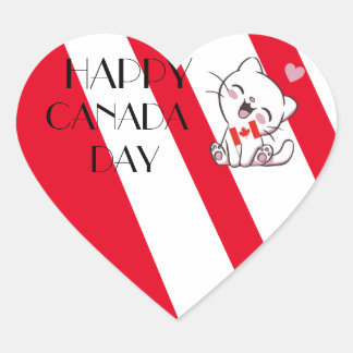 Pegatina En Forma De Corazón Feliz Día de Canadá Pegatina