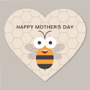 Pegatina En Forma De Corazón Feliz Día de la Madre Abeja de Miel Panal Divertid