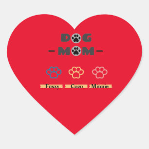 Pegatina En Forma De Corazón Feliz Día de la Madre Perro Mamá de tres