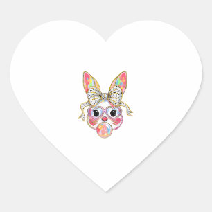 Pegatina En Forma De Corazón Feliz Día de Pascua Conejo Conejo Conejo Coquette