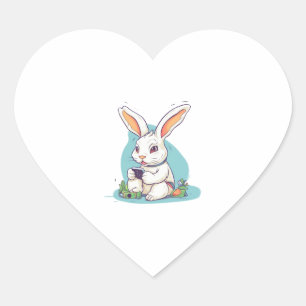 Pegatina En Forma De Corazón Feliz Día de Pascua Egg Bunny diverny Gamer Niños