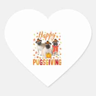 Pegatina En Forma De Corazón Feliz Día de Pugo Cute Día de Acción de Gracias Pu