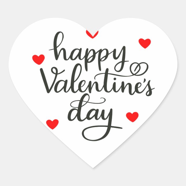 Pegatina En Forma De Corazón Feliz Día de San Valentín (Anverso)