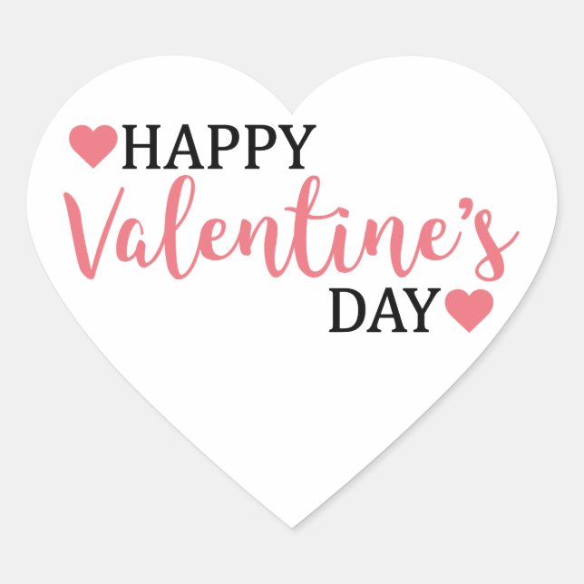 Pegatina En Forma De Corazón Feliz Día de San Valentín (Anverso)