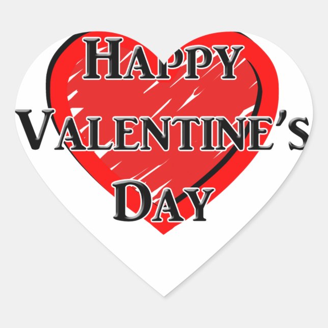 Pegatina En Forma De Corazón Feliz Día de San Valentín (Anverso)