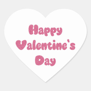 Pegatina En Forma De Corazón Feliz día de San Valentín brillo