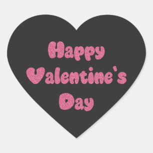 Pegatina En Forma De Corazón Feliz día de San Valentín brillo