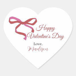 Pegatina En Forma De Corazón Feliz día de San Valentín cinta rosa