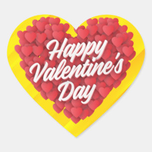Pegatina En Forma De Corazón Feliz Día de San Valentín con el diseño cardiaco-2