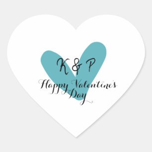 Pegatina En Forma De Corazón Feliz día de San Valentín corazón turquesa nombre 