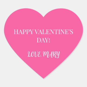 Pegatina En Forma De Corazón Feliz Día de San Valentín de Name Pink 
