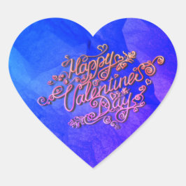 Pegatina En Forma De Corazón Feliz día de San Valentín letra corazón azul