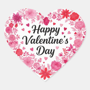 Pegatina En Forma De Corazón Feliz día de San Valentín Pegatina Clásica de Cora