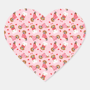 Pegatina En Forma De Corazón Feliz Día de San Valentín Perros Beagle