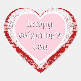 Pegatina En Forma De Corazón Feliz Día de San Valentín rojo y rosa
