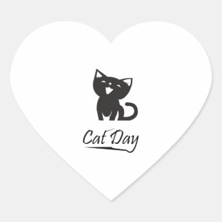 Pegatina En Forma De Corazón Feliz Día del Gato