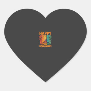 Pegatina En Forma De Corazón Feliz Halloween Calabaza Vector Vintage