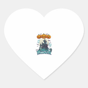 Pegatina En Forma De Corazón Feliz Halloween Castillo Embrujado Calabazas Fanta