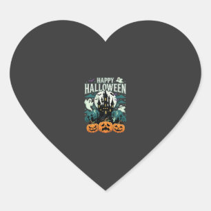 Pegatina En Forma De Corazón Feliz Halloween Castillo Embrujado Fantasmas y Cal