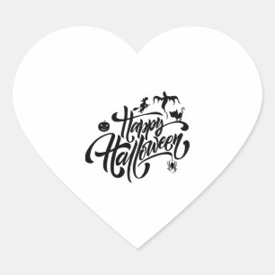 Pegatina En Forma De Corazón Feliz Halloween, fiesta de Halloween, divertida Ha