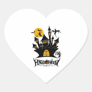 Pegatina En Forma De Corazón Feliz Halloween, fiesta de Halloween, divertida Ha