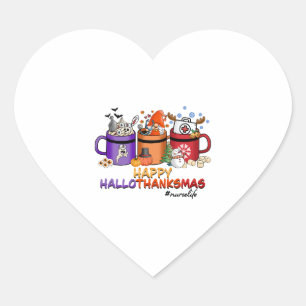 Pegatina En Forma De Corazón feliz halloween navidades de acción de gracias div
