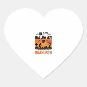Pegatina En Forma De Corazón Feliz Halloween Nieto Camiseta Vintage Espeluznant